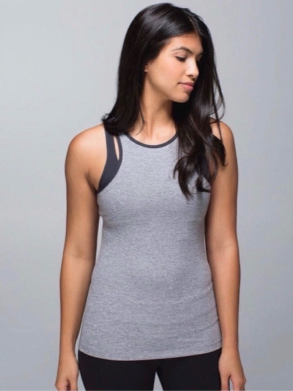 Lululemon Inspiration Tank Heather Gray Charcoal Built In Bra Size 6